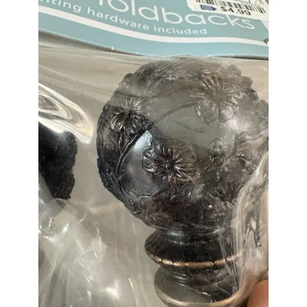 Chelsea Collection Drapery Holdbacks Set of 2 Oil Rubbed Bronze Floral NOS